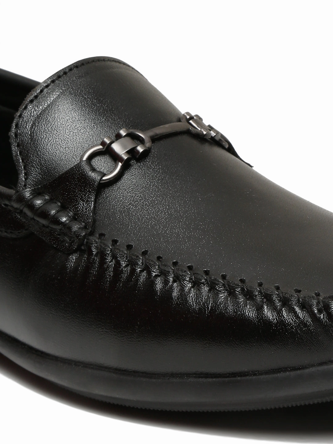 Casual Shoes Wide Toe Box Men Black Leather Solid Loafers