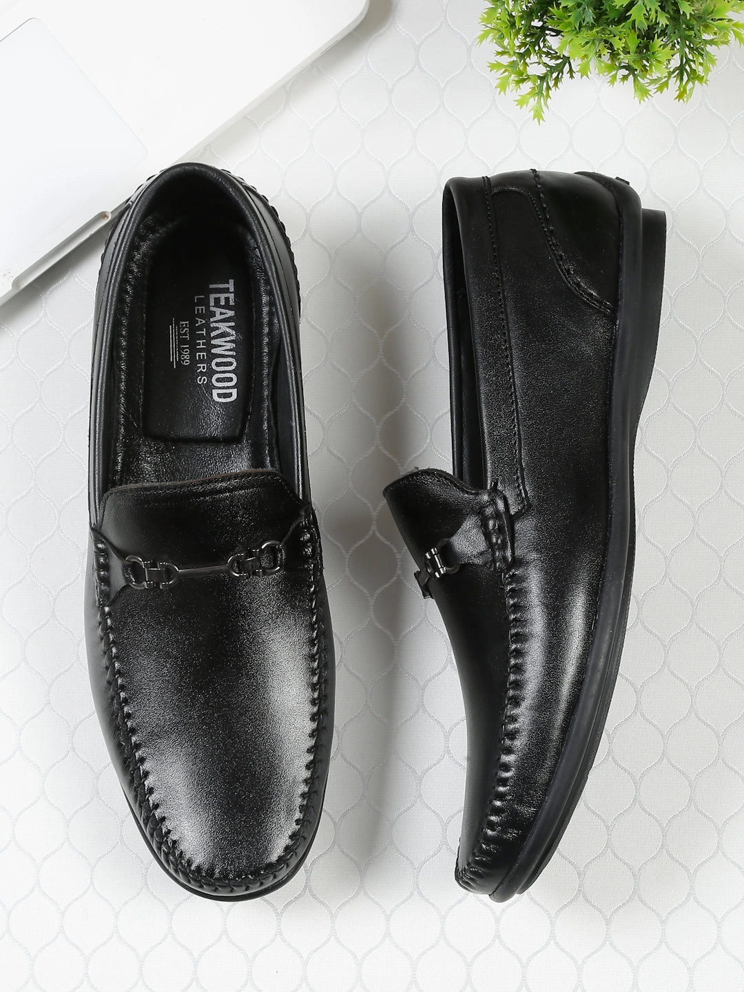 Business Casual Shoes For Walking Men Black Leather Solid Loafers
