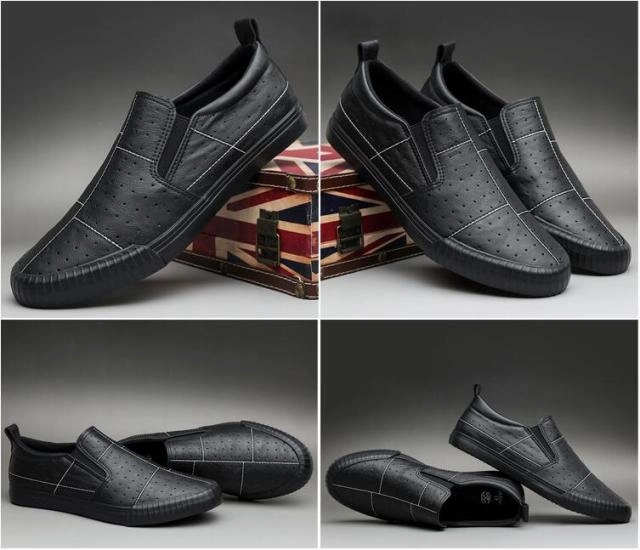 Men Breathable Fashion Leather Loafers Flat Sneakers Sling Back Flat Shoes