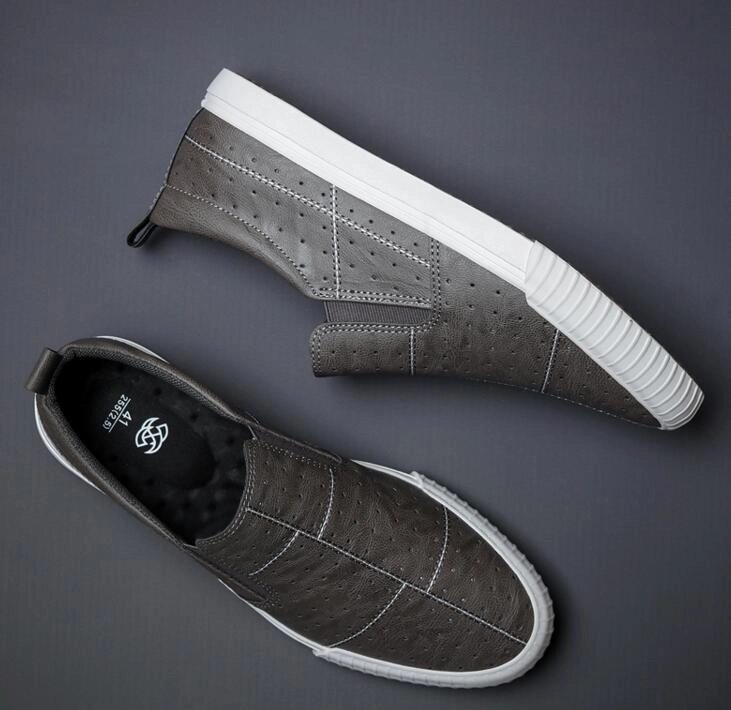 Flat Elastic Shoe Laces Men Breathable Fashion Leather Loafers Flat Sneakers