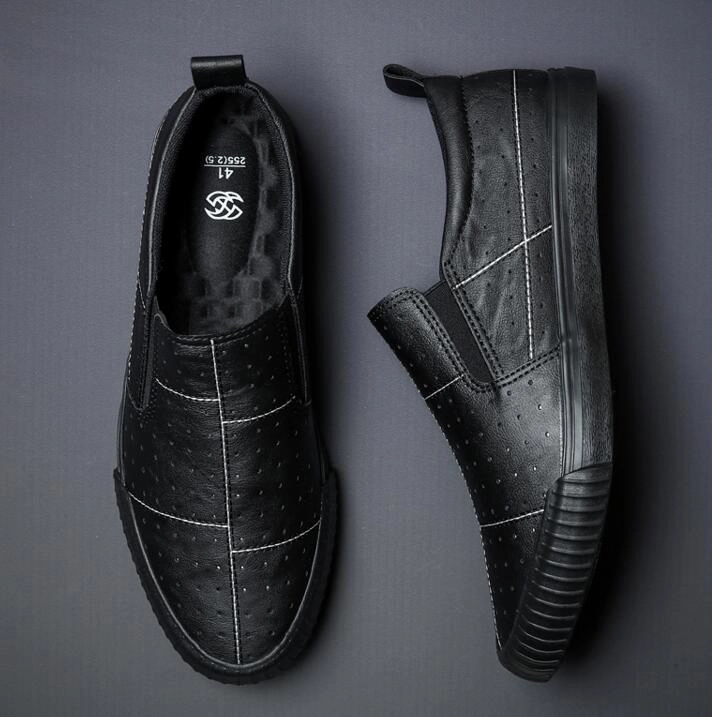 Women Shoes Men Breathable Fashion Leather Loafers Flat Sneakers