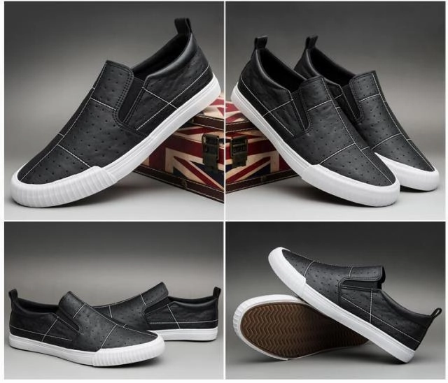 Men Breathable Fashion Leather Loafers Flat Sneakers Normal Flat Cover Shoes