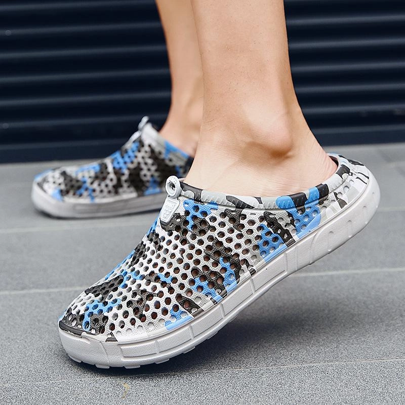 Splendid Sandals Men Camouflage Hole Water Beach Slide Sandals