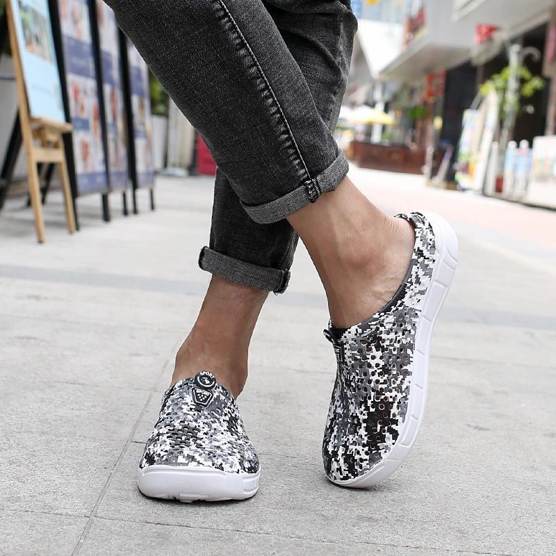 All Inclusive Resorts Men Camouflage Hole Water Beach Slide Sandals