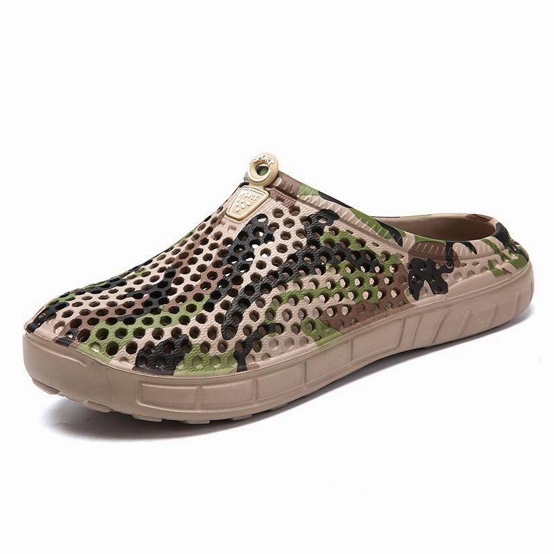 Men Camouflage Hole Water Beach Slide Sandals Fisherman Sandals Leather