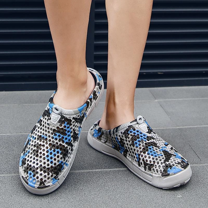 Men Camouflage Hole Water Beach Slide Sandals Rainbow Sandals San Clemente