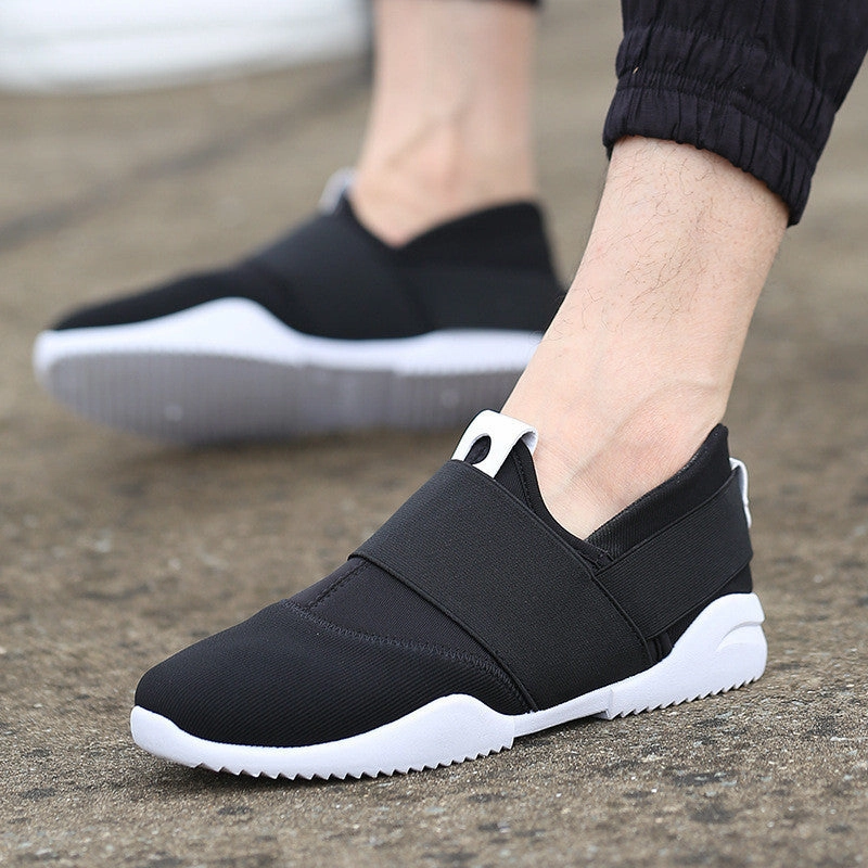 Men Casual Shoes Canvas Flats Size 39-44 Summer Comfortable Fashion Patchwork Men Shoes Flat Slip On Elastic Plimsolls Driving Shoe Laces