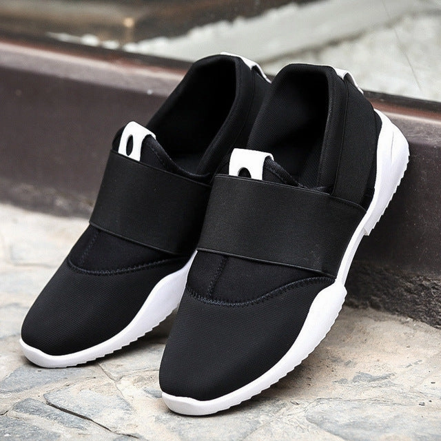 Flat Sole Hiking Shoes Men Casual Shoes Canvas Flats Size 39-44 Summer Comfortable Fashion Patchwork Men Shoes Flat Slip On Elastic Plimsolls Driving