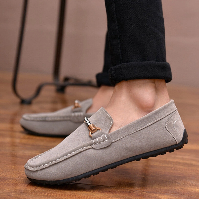 Men Casual Shoes Fashion Leather Loafers Moccasins Slip On Flats Male suede Shoes Spring autumn style Michael Jackson Penny Loafers