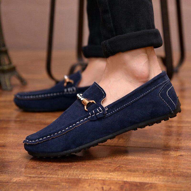 Men Casual Shoes Fashion Leather Loafers Moccasins Slip On Flats Male suede Shoes Spring autumn style Pony Hair Loafers