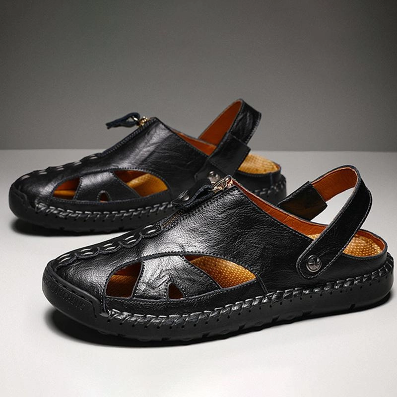 Dormie Slippers Men Genuine Leather Beach Shoes Sandals Cogs