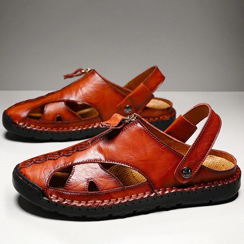 Men Genuine Leather Beach Shoes Sandals Cogs Tasmanian Devil Slippers