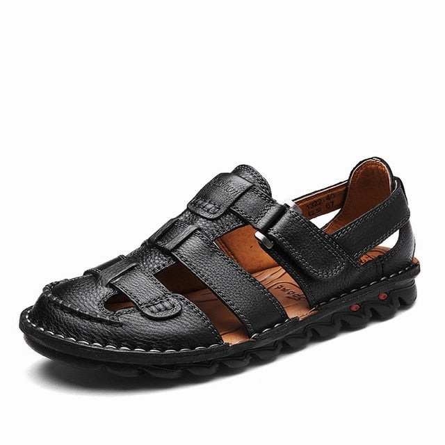 Cloth Flat Shoes Men Leather Classic Roman Sandals