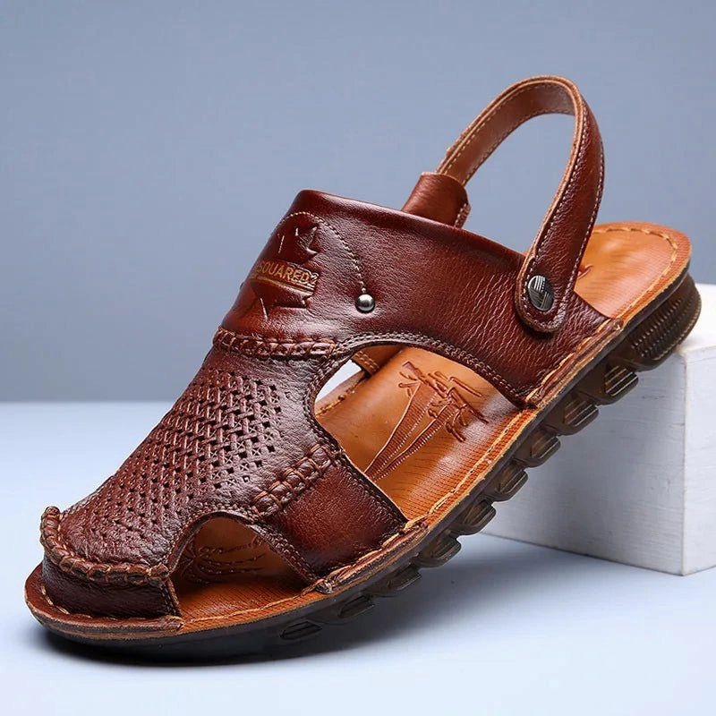 Sandals Royal Bahamian Spa Resort Men Leather Open-Toe Sandals - Dual Use, Black - Sizes BRA36 to BRA46