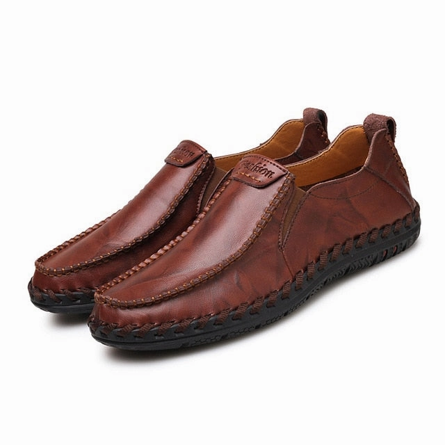 Men Loafers Shoes - Comfortable Men Leather Flat Driving Moccasins Pencil Shoes Flats