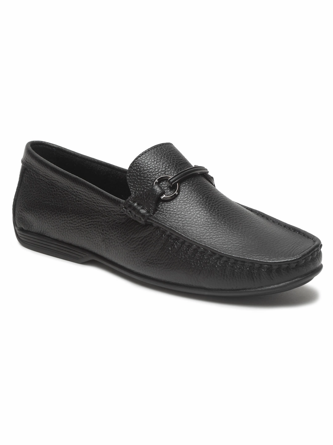 Wide Slip On Shoes Casual Men's Black Leather Flexi 360 Loafers