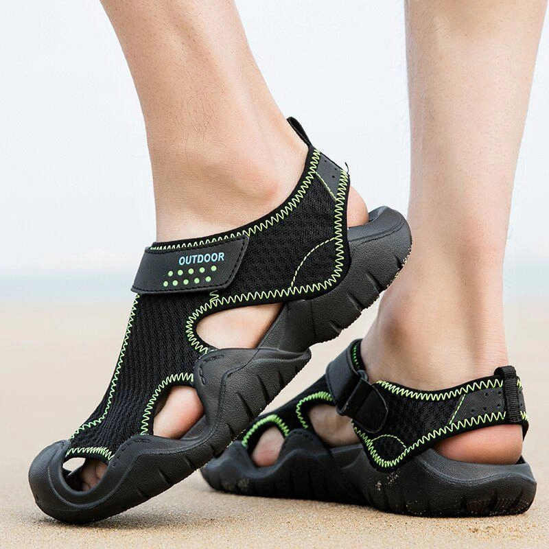 Low Heel Wedge Sandals Men's Breathable Mesh Shoes Outdoor Sport Casual Sneakers
