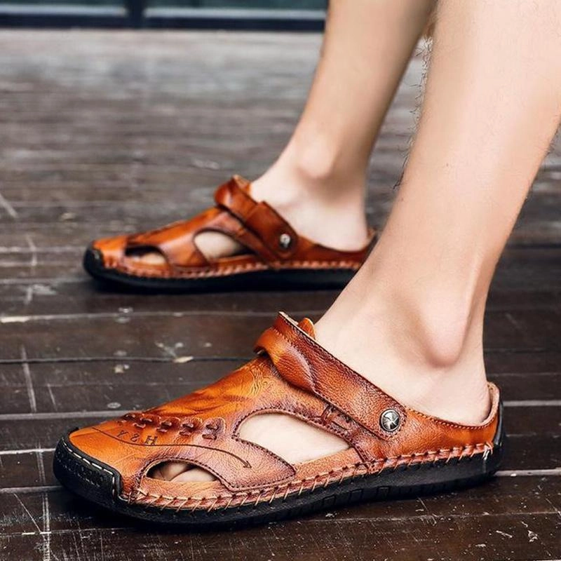 Globe Shoes Slippers Men's Casual Breathable Handmade Leather Sandals