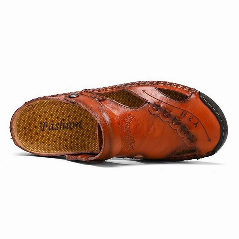 Minecraft Creeper Slippers Men's Casual Breathable Handmade Leather Sandals