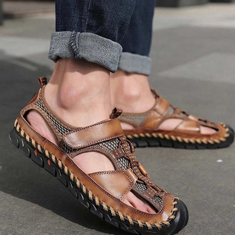 Men's Fashion Casual Sandals Leather Slides Sandals