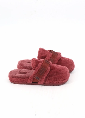 Goat Slippers Men's Fur Slippers,Burgundy
