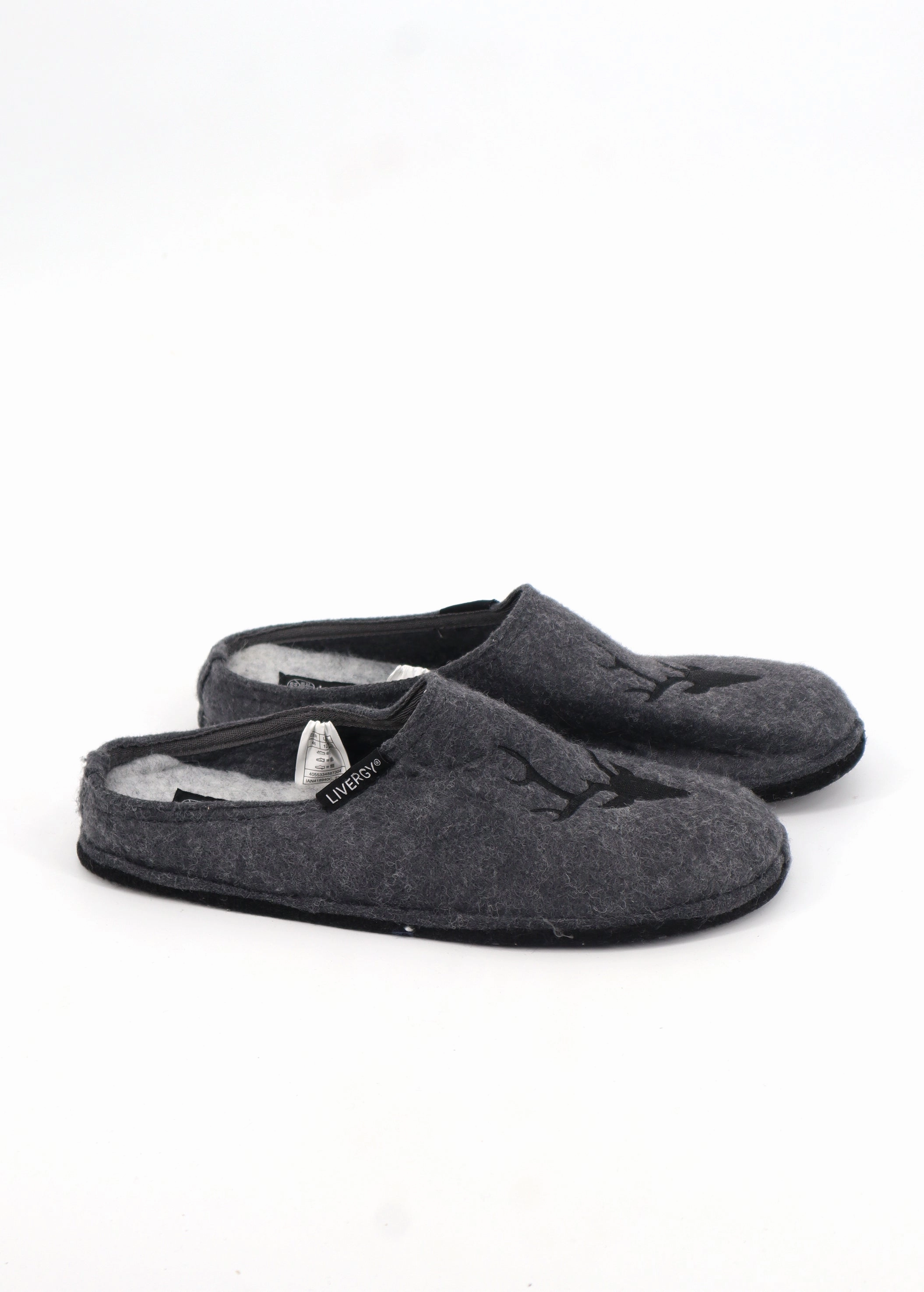 Big And Tall Slippers Men's Graphic Embroidered Slippers,Grey