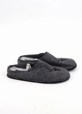 Men's Graphic Embroidered Slippers,Grey Folding Travel Slippers