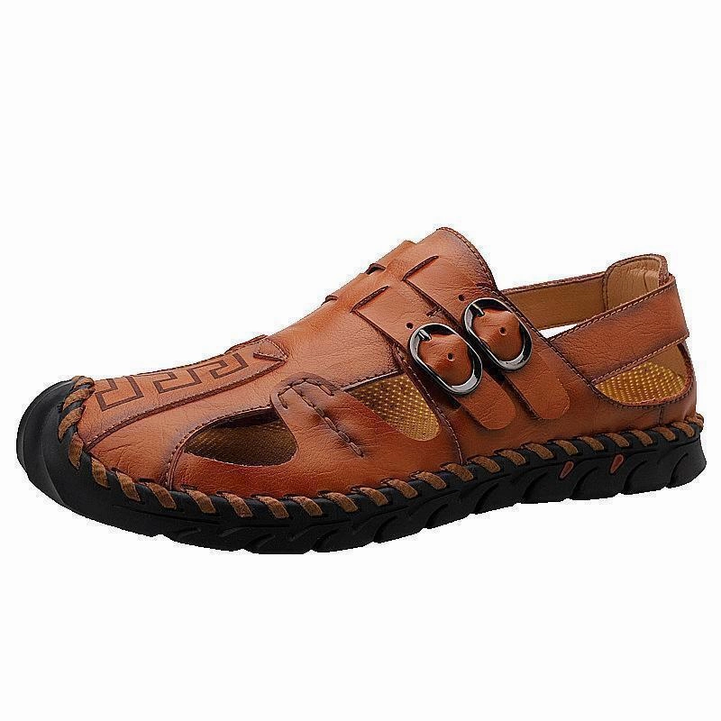 Closed Toed Sandals Men's Leather Soft Fashion Sandals