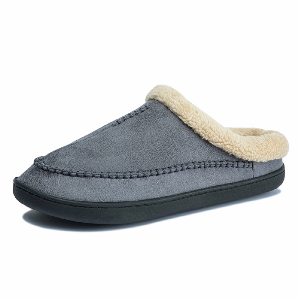 Lamb Skin Slippers Men's Memory Foam Slippers Warm Fleece Shoes