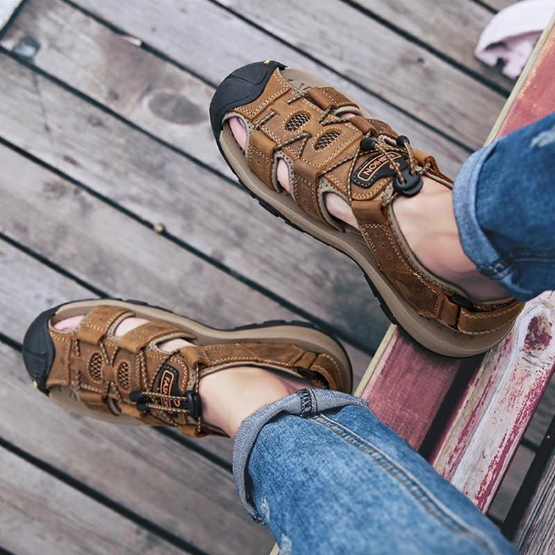 Men's Outdoor Leather Toe Cap Sandals Bridesmaid Sandals