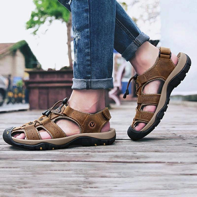 Sandals Select Men's Outdoor Leather Toe Cap Sandals