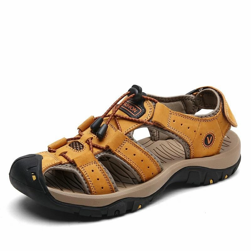 Drop Sandals Men's Outdoor Leather Toe Cap Sandals