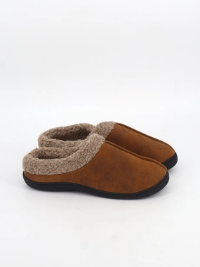 Target Slippers Men's Plain Faux Fur Slippers,Dark Brown