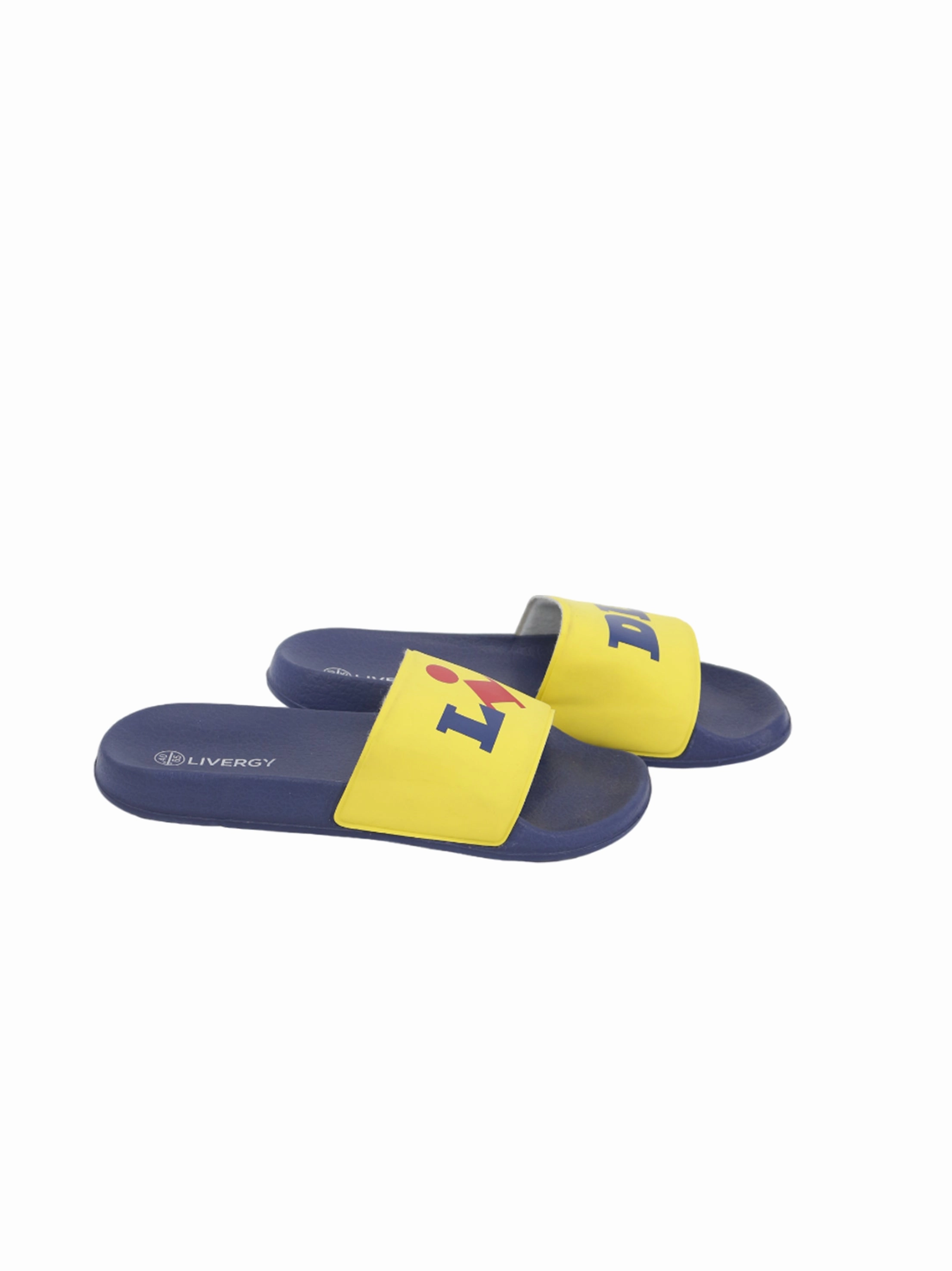 Slippers Diabetic Feet Men's Printed Slippers,Navy/Yellow