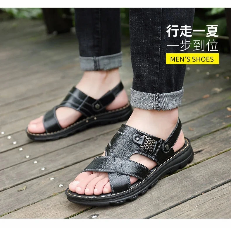 Men's Sandals 2023 Summer New Non-slip Genuine Leather Sandals Soft Slippers Zapatos Flat For Mens Casual Shoes Sandalias Hombre Free People Sandals