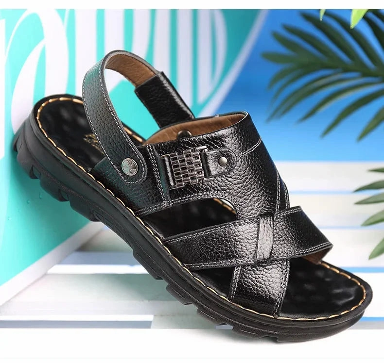 Men's Sandals 2023 Summer New Non-slip Genuine Leather Sandals Soft Slippers Zapatos Flat For Mens Casual Shoes Sandalias Hombre Sandals Low