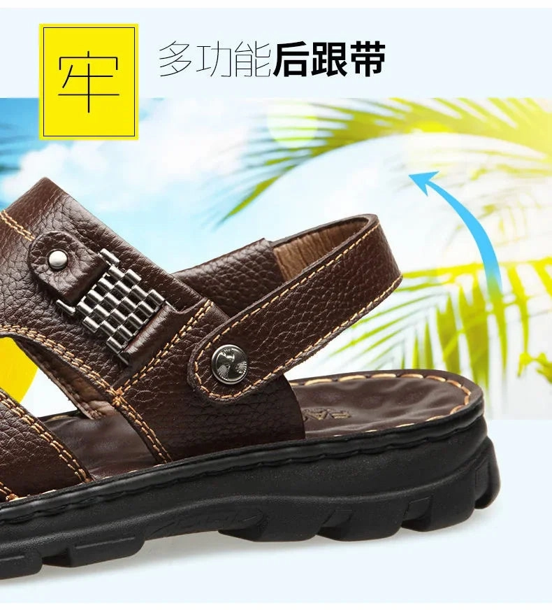 Men's Sandals 2023 Summer New Non-slip Genuine Leather Sandals Soft Slippers Zapatos Flat For Mens Casual Shoes Sandalias Hombre Good Beach Sandals