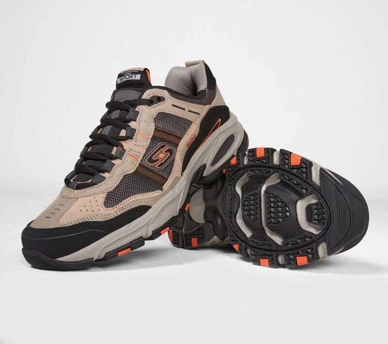 Best Trail Running Shoe MEN'S SKECHERS VIGOR 2.0-TRAIT 51241 Extra Wide Fit (TAUPE / BLACK