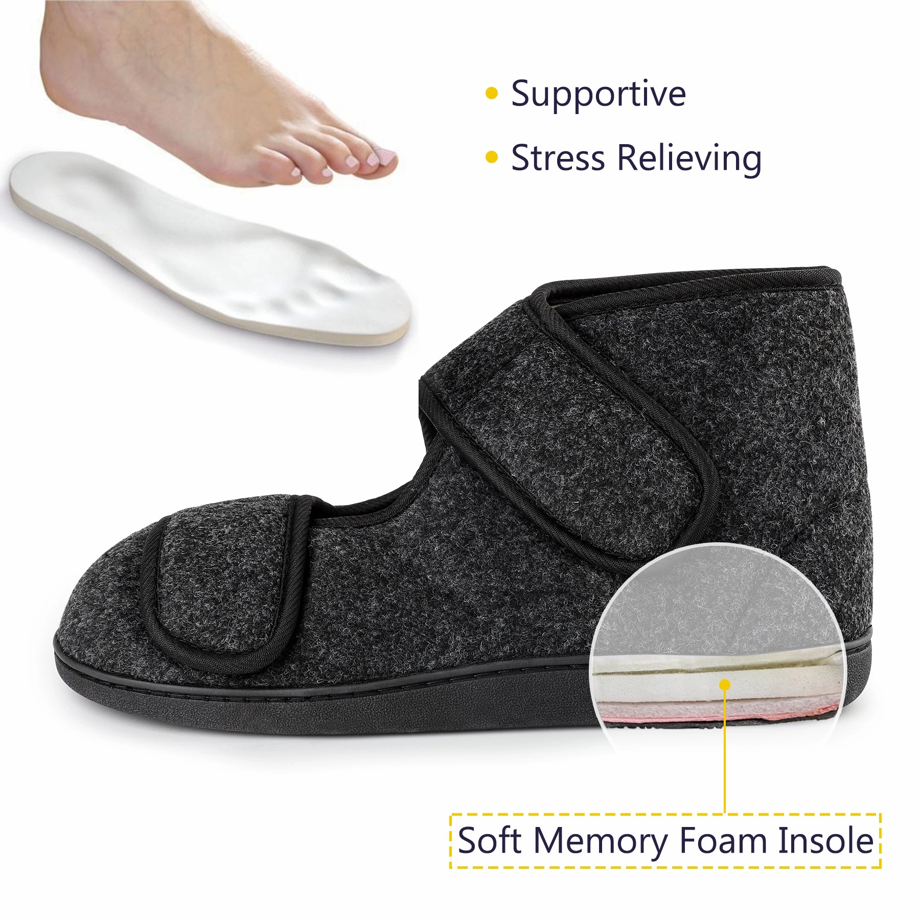 Men's Slippers Adjustable Velcro House Shoes for Diabetic Swollen Feet Edema Warm Winter Indoor Outdoor Boots Slippers Sam Edelman Bay Sandals