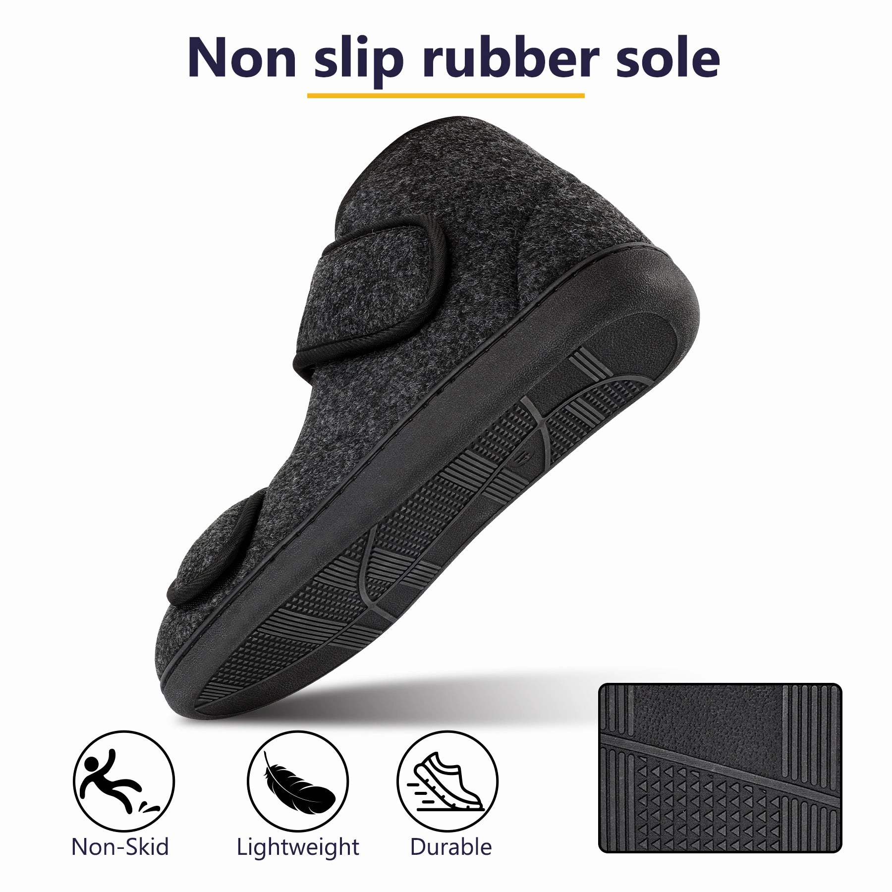 Evening Sandals Men's Slippers Adjustable Velcro House Shoes for Diabetic Swollen Feet Edema Warm Winter Indoor Outdoor Boots Slippers