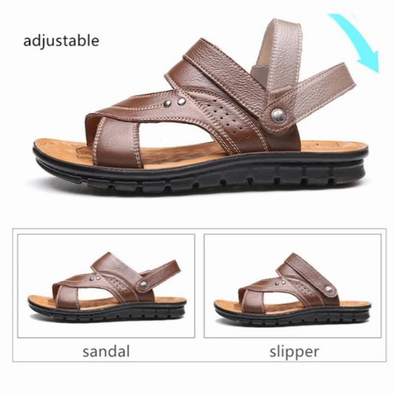 The Original Muk Luks Slippers Men's Summer Genuine Leather Sandals Comfortable Slip-on Beach Shoes
