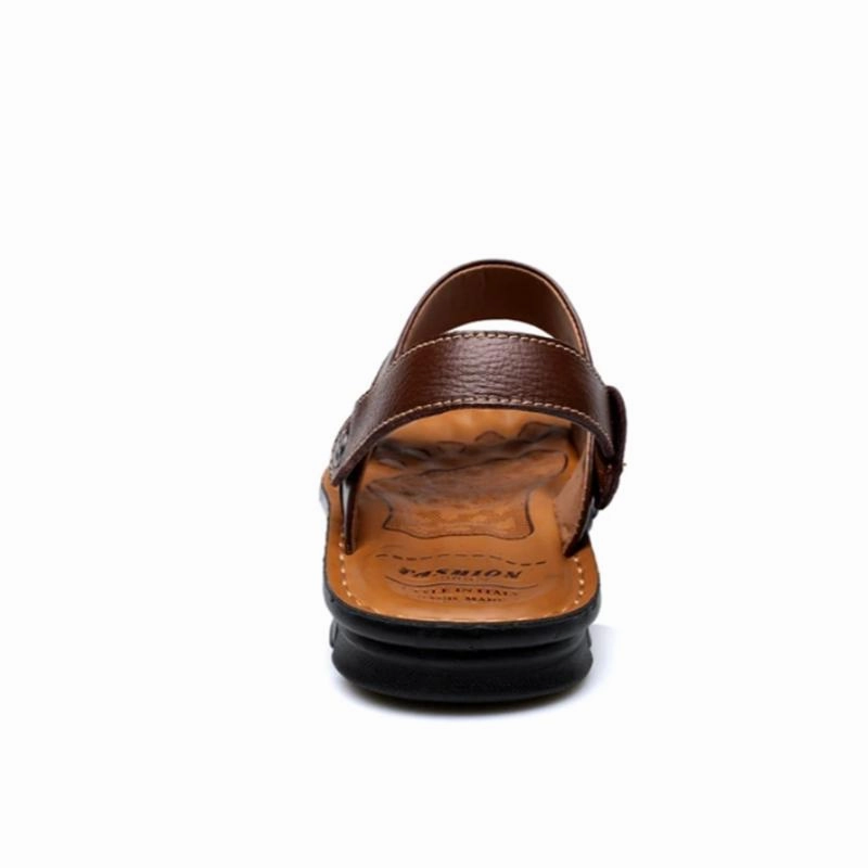 Men's Summer Genuine Leather Sandals Comfortable Slip-on Beach Shoes Unicorn Slippers