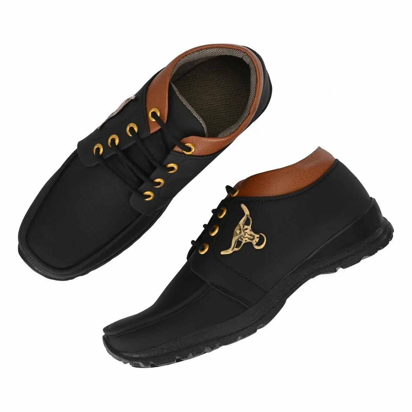 Men's Synthetic Leather Lace Up Boot Slide Leather Shoes Black Best Shoes For Dress And Casual