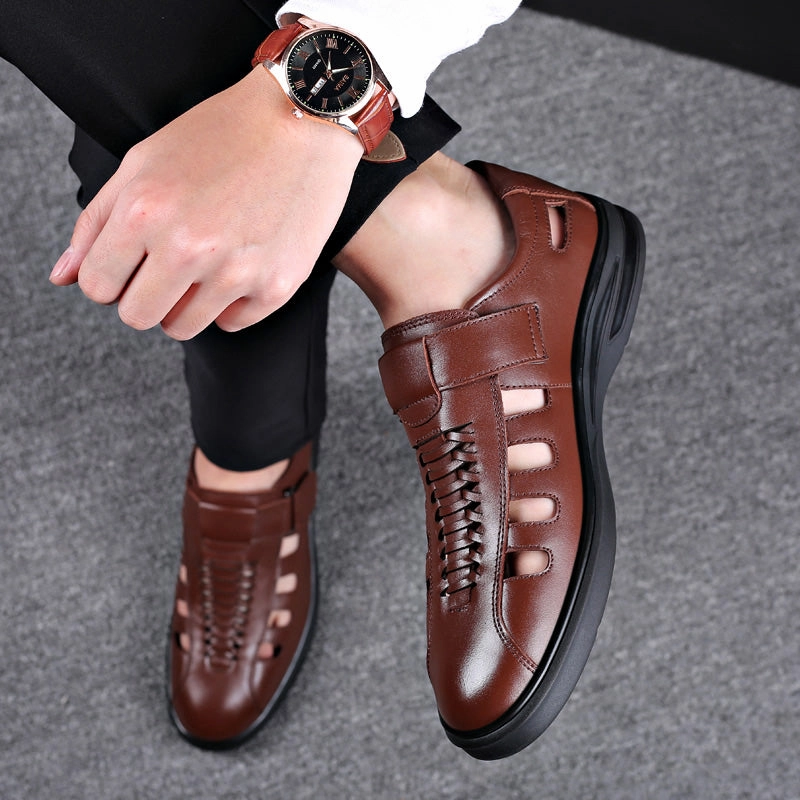 Men Sandals High Quality Genuine Leather Sandals Men Outdoor Casual Shoes Breathable Fisherman Shoes Plus Size 48 Plantation Ocho Rios Jamaica