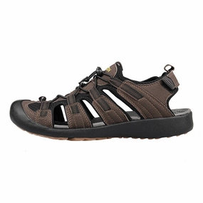 Men Sandals Nubuck Leather Flat Hiking Sport Summer Shoes Water Beach Outdoor Work Fashion Trekking Male Big Size Clog Shoes For Flat Footed Horses