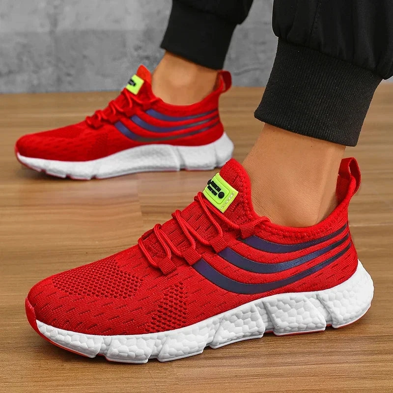 Men Shoes Breathable Classic Running Sneakers for Man Outdoor Light Comfortable Mesh Shoes Slip on Walking Shoes Tenis Masculino Flat Shoes With Ribbon