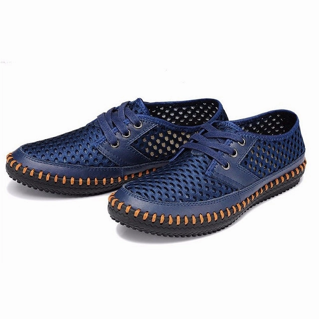 Rose Gold Wedding Shoes Flats Men Summer mesh shoes