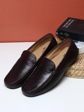 Suede Leather Casual Shoes Men Texture Genuine Leather Brown Loafers