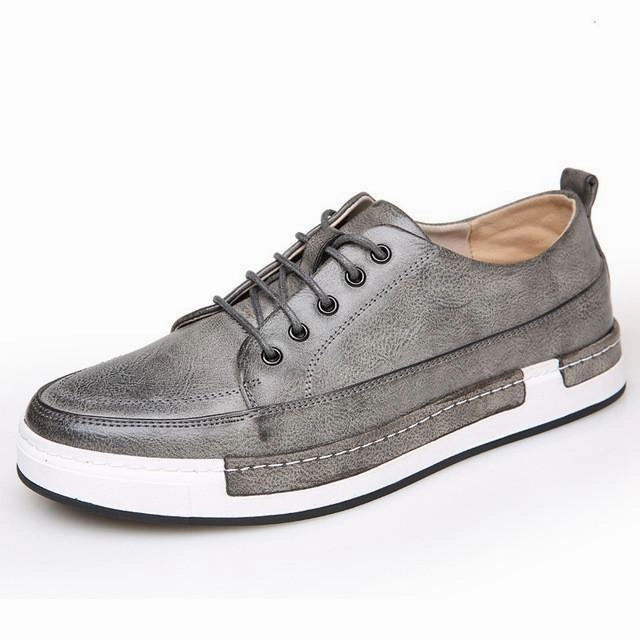 Mens Casual Breathable Leather Lace Up Shoes Low Drop Casual Shoes