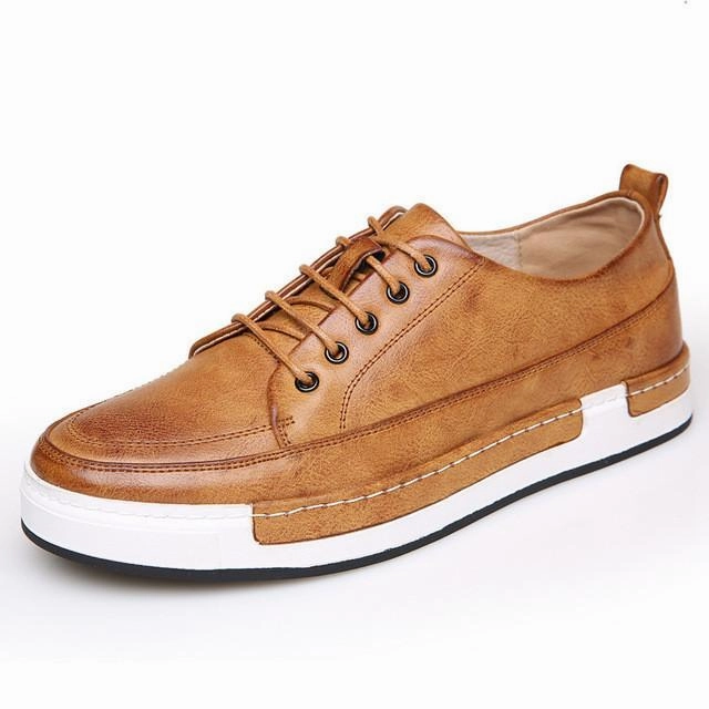 8053 Nappa Leather Casual Shoes Mens Casual Breathable Leather Lace Up Shoes